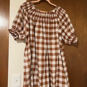 Doen Sureau Dress, Heather Taylor Home, Nutmeg Check Ramie